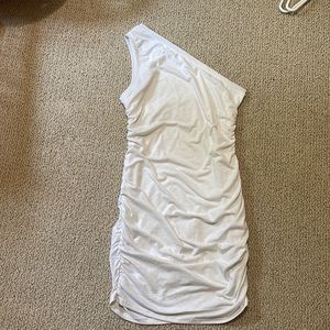SHEIN white ruched one shoulder dress